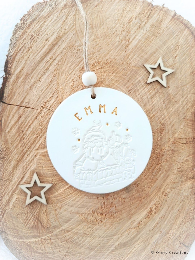 Boule de Noël ~ Ornement Père Noël avec prénom (personnalisable)