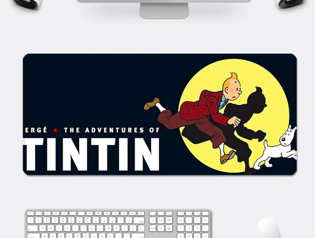 Kuifje / Tintin muismatten voor de echte fans (60x30cm) kleur zwart