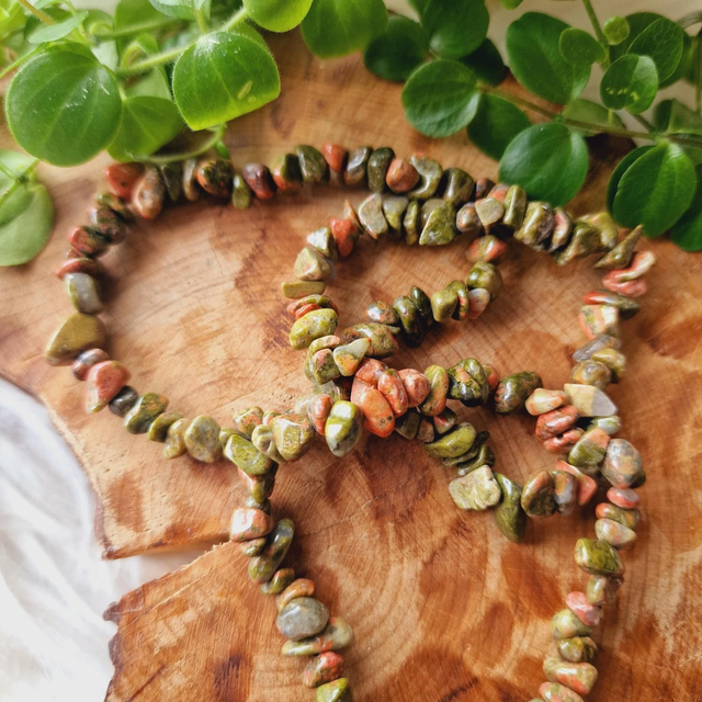 Unakite Chip Bracelet 