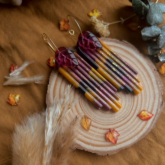 Autumnal Arch and Leaf Hoop Earrings