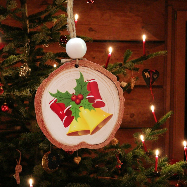 Wood Slice Festive Christmas Hanging – Write Your Own Message