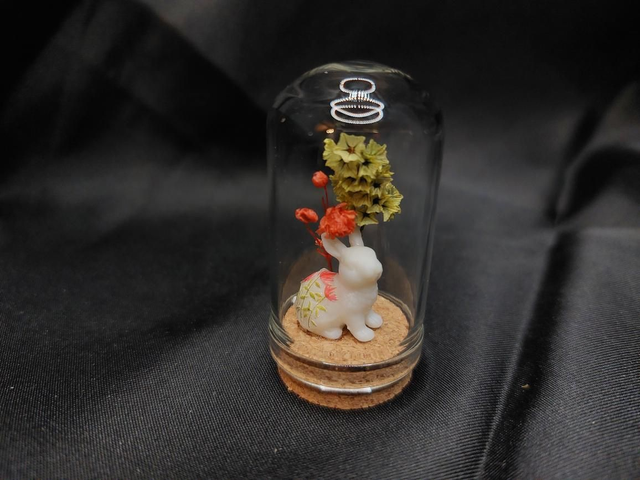 Mini-cloche lapin vert et orange 