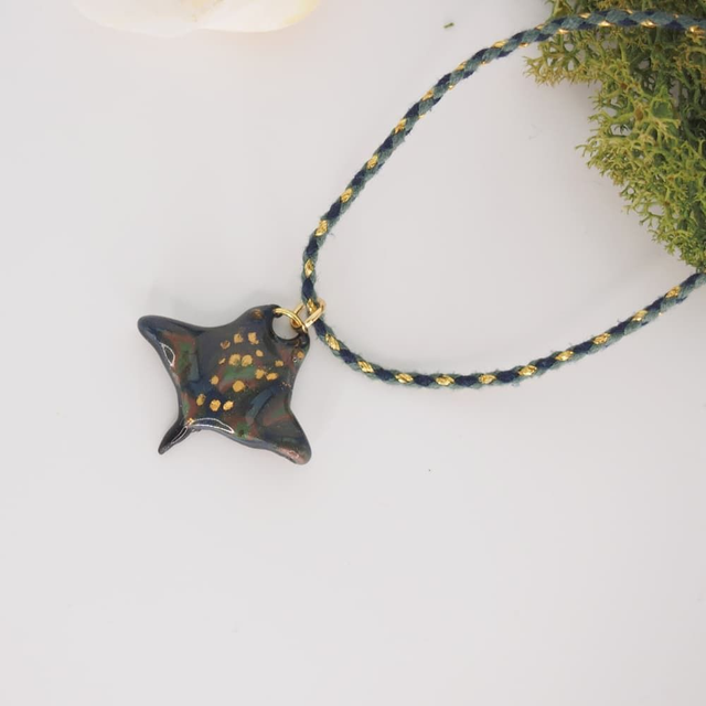 Collier cordon tressé raie léopard fait main