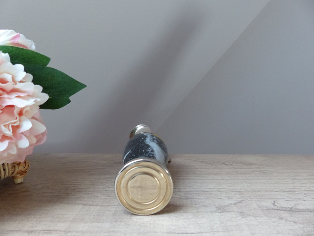 Petit pichet décoratif en marbre noir véritable pierre OMF vintage, pichet miniature avec anse forme serpent, cadeau déco maison intérieur