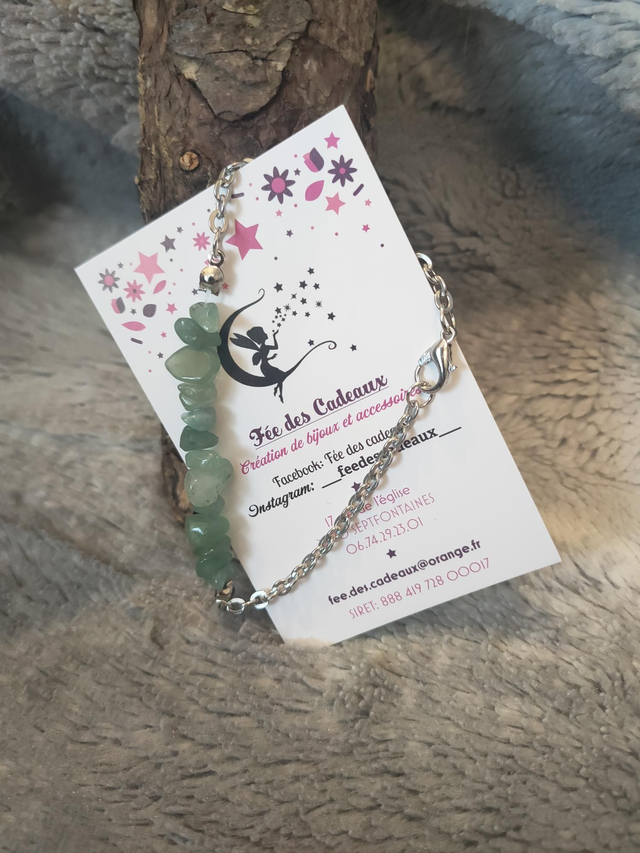 Gourmette Rock &amp; Steel Aventurine Verte 