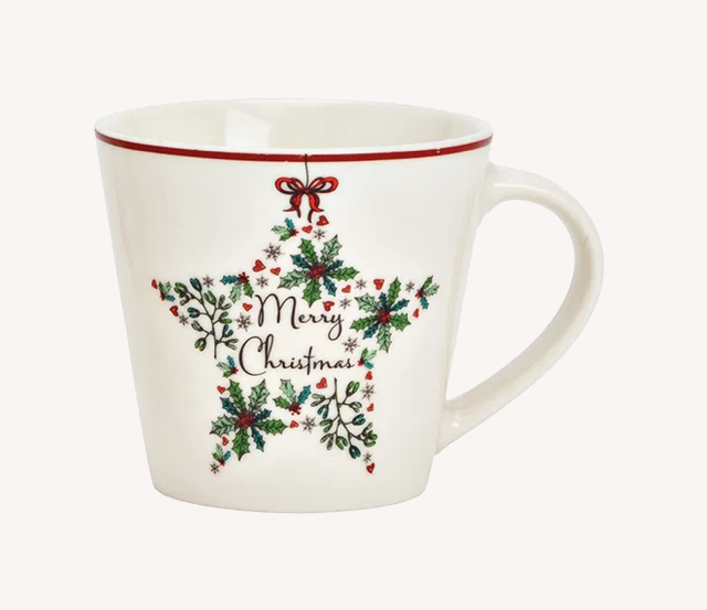 Vrolijk kerstmok met steer wit