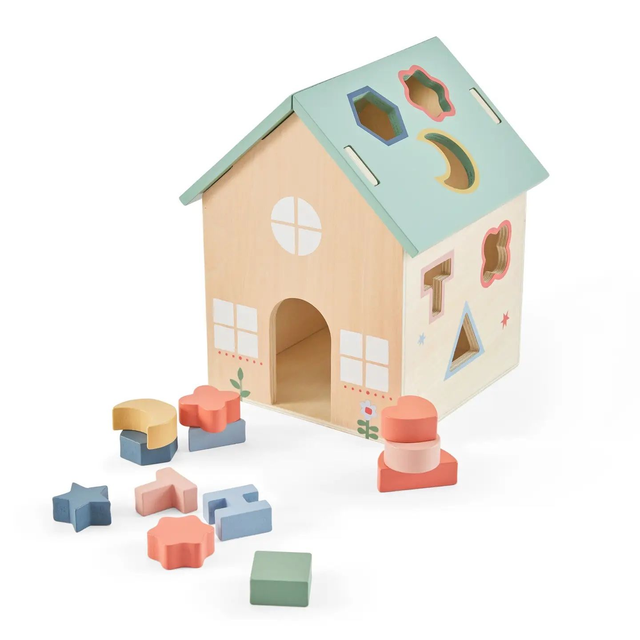 Just Bee Kids Wooden Shape Sorter House Toy 