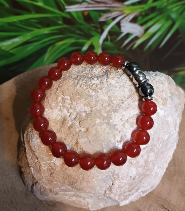 Bracelet en cornaline et hématite magnétique