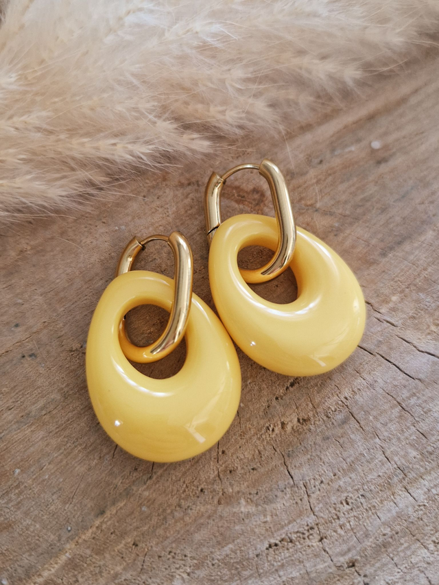 Boucles d'oreilles créoles "Antoinette" - Doré et jaune