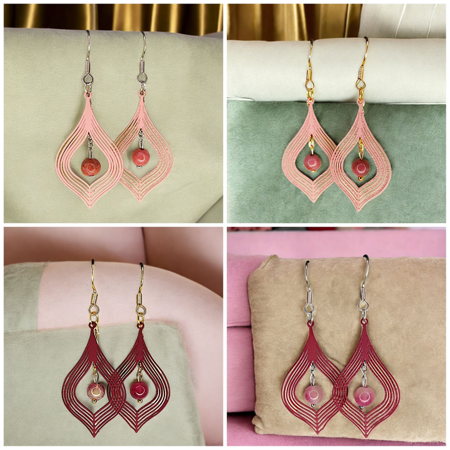 Boucles d'oreilles CASIA - Rhodonite/Tourmaline rose