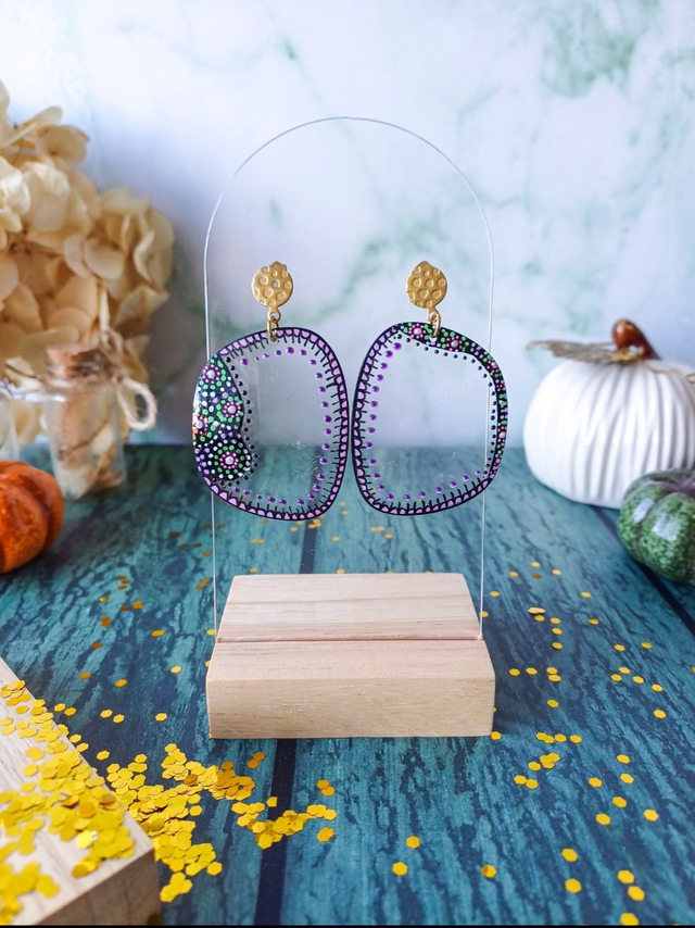 Collection Céleste - Boucles d'oreilles verres de lunettes - Nuance de Violet