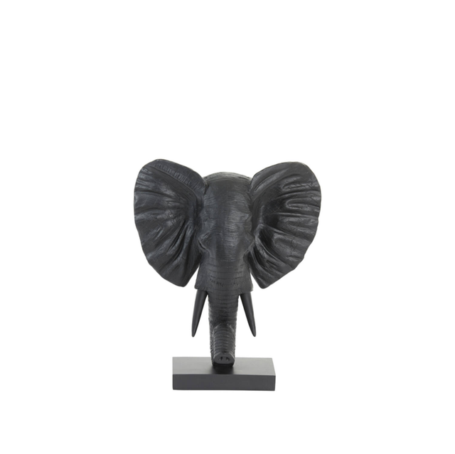 Ornament op voet 30x15x35,5 cm ELEPHANT mat zwart
