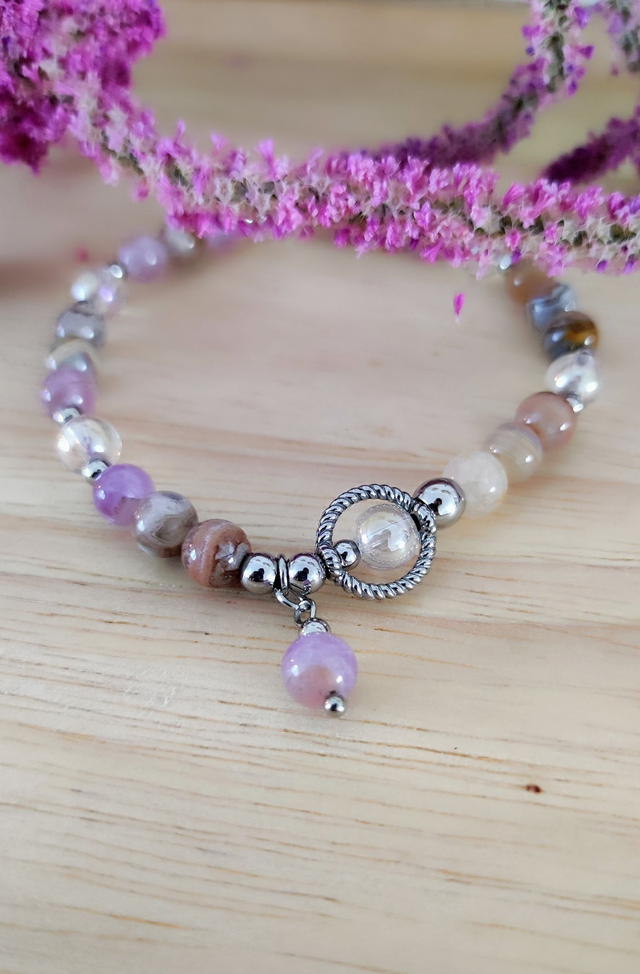 Bracelet "Sérénité et Confiance en soi" en Agate inclusion Améthyste