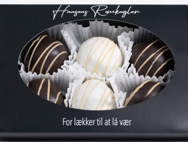 4 klassiske mørk & 2 hvide med karamel streger