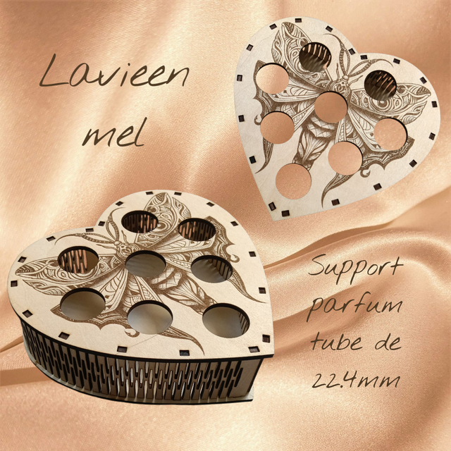 support parfum bois motif papillon