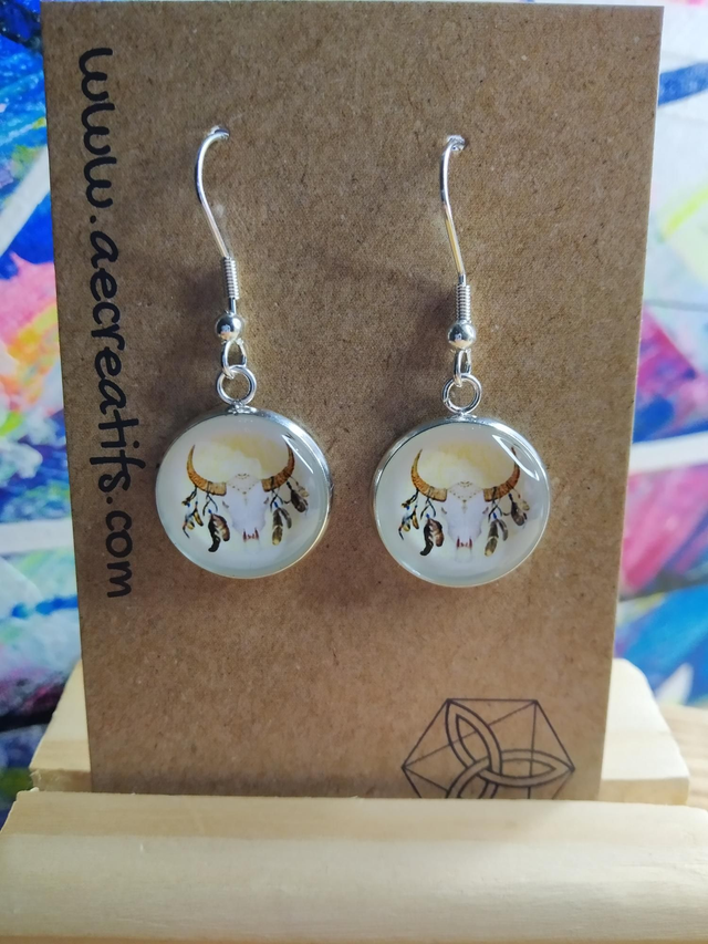 Boucles d&#039;oreilles cabochons tête de Vache 