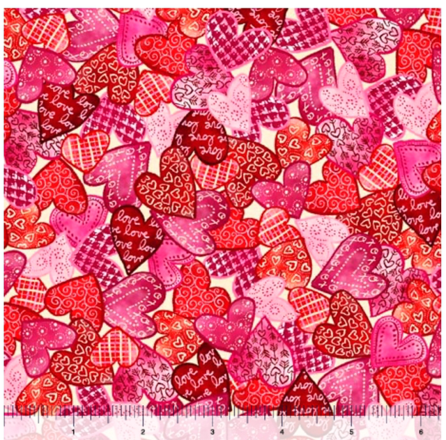 10 cm Patchworkstoff „Herz an Herz“