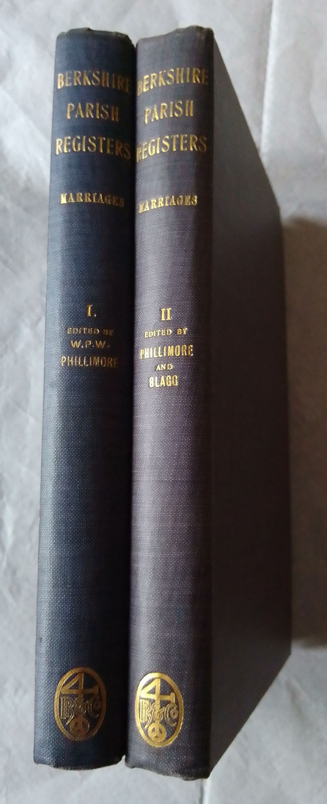 BERKSHIRE PARISH REGISTERS.  MARRIAGES.  VOLUMES I and II published by W P W Phillimore.  LIMITED EDITION.