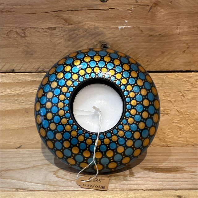 Gold and Blue Tealight Holder 