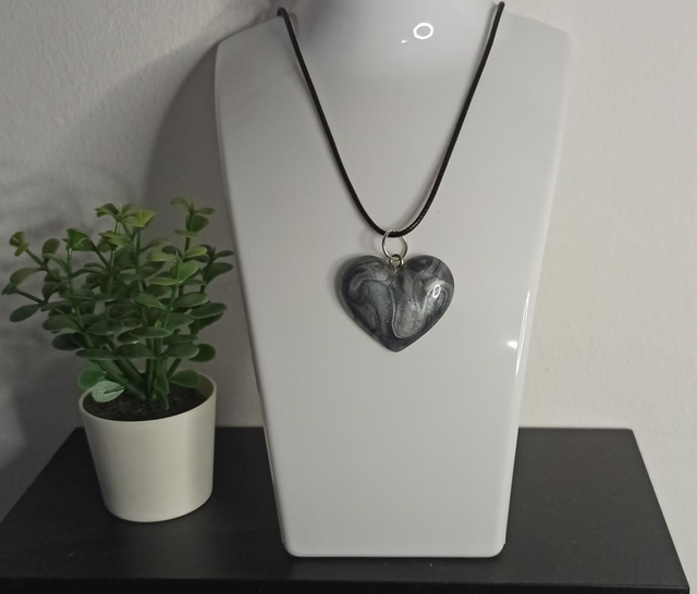 Pendentif coeur gris marbré CO001