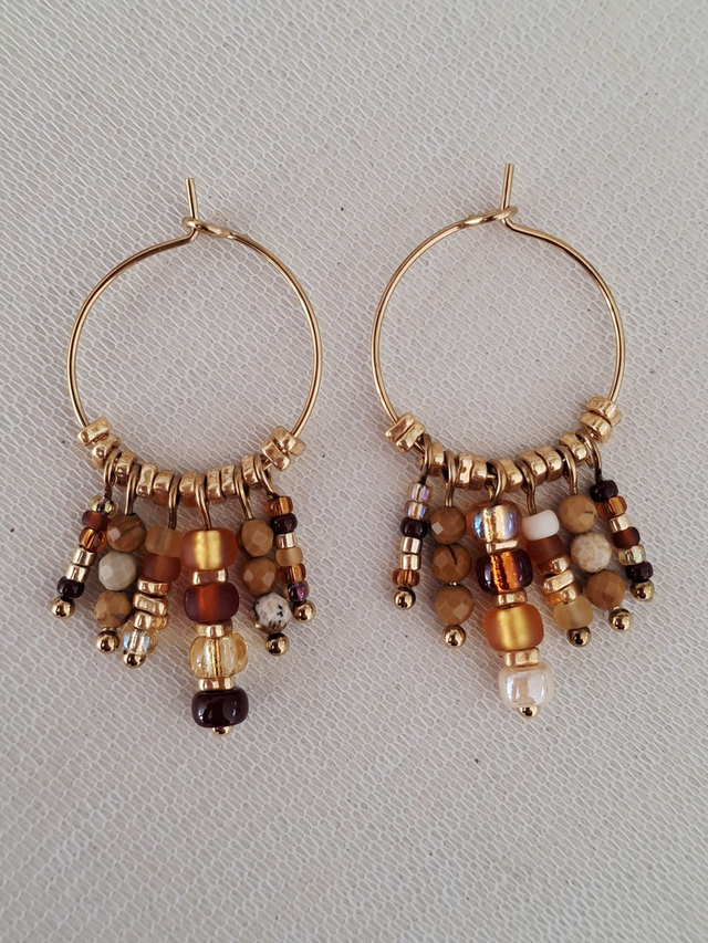 Créoles Osiris - brun beige doré 