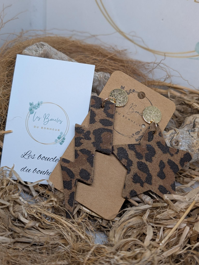 Boucles d&#039;oreilles Asymétrique léopard as024