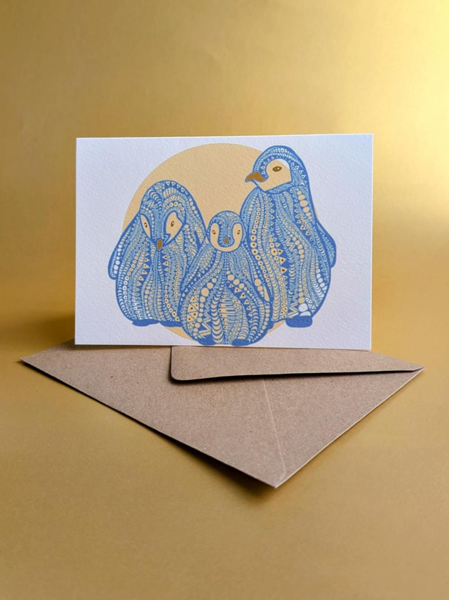 Penguin Family Greeting Card - Winter Series