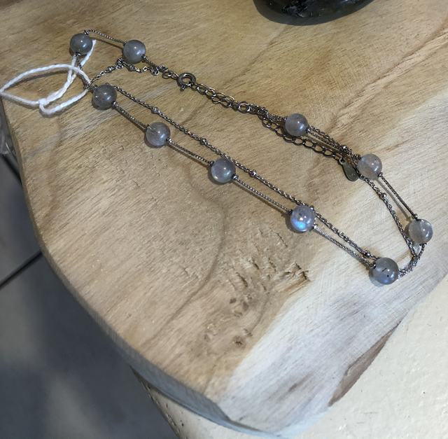 Chaîne cheville double labradorite 