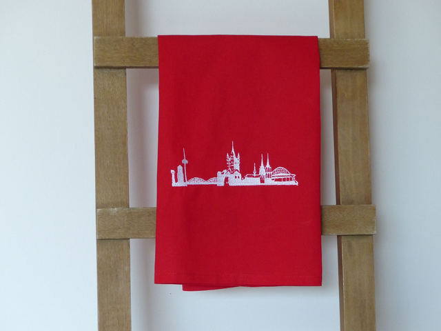 Geschirrtuch rot „Köln Skyline“