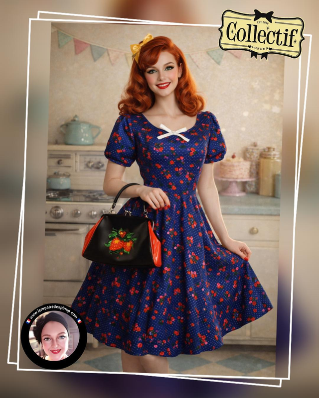 Robe Collectif Léanne Mixed Berries Navy Swing T46