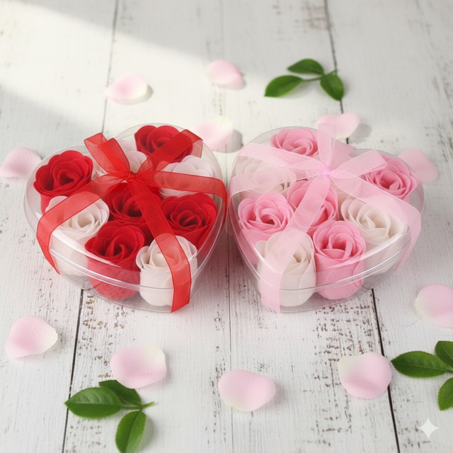 Coeur 9 roses de savon 