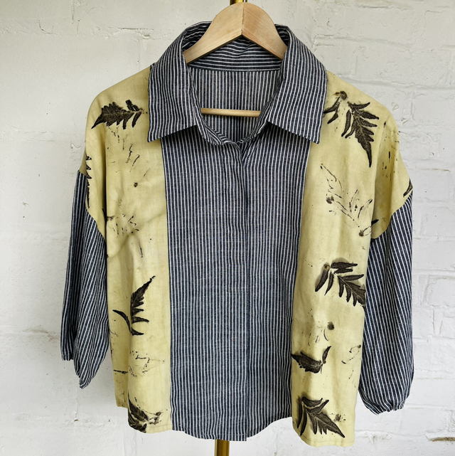 Collection Sumac - Chemise jaune rayée marine