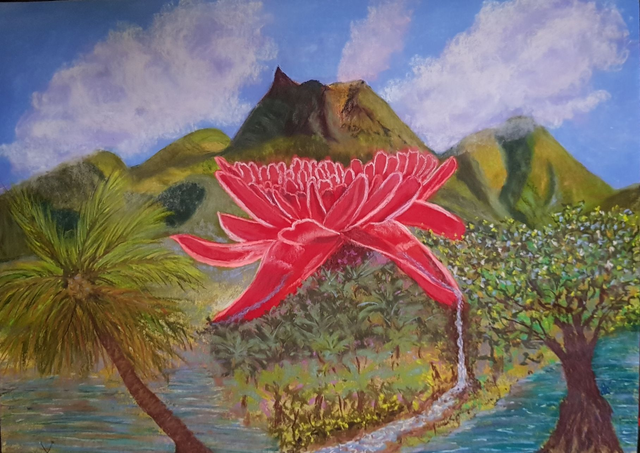 Basse-Terre Tableau aux pastels secs