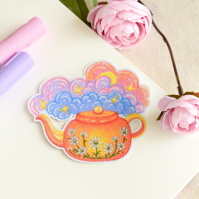 "A Magic Teapot" XL glitter vinyl sticker