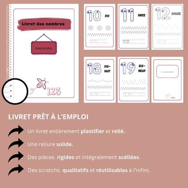 Livret des nombres et le tracer A4 de 10 à 20 