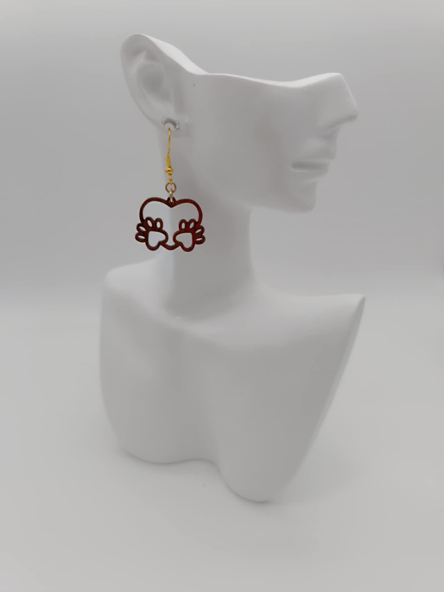 Boucles d'oreilles en bois Patte de chat
