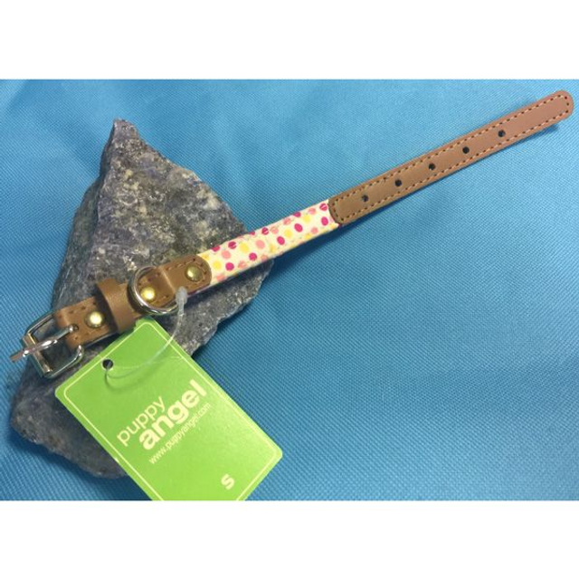 Puppy Angel dancing dots halsband S bruin/roze