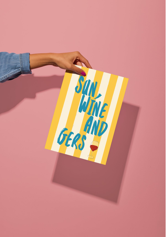 Poster Sun,wine and Gers ! (bleu)