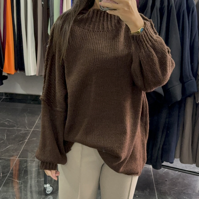 Pull oversize brun