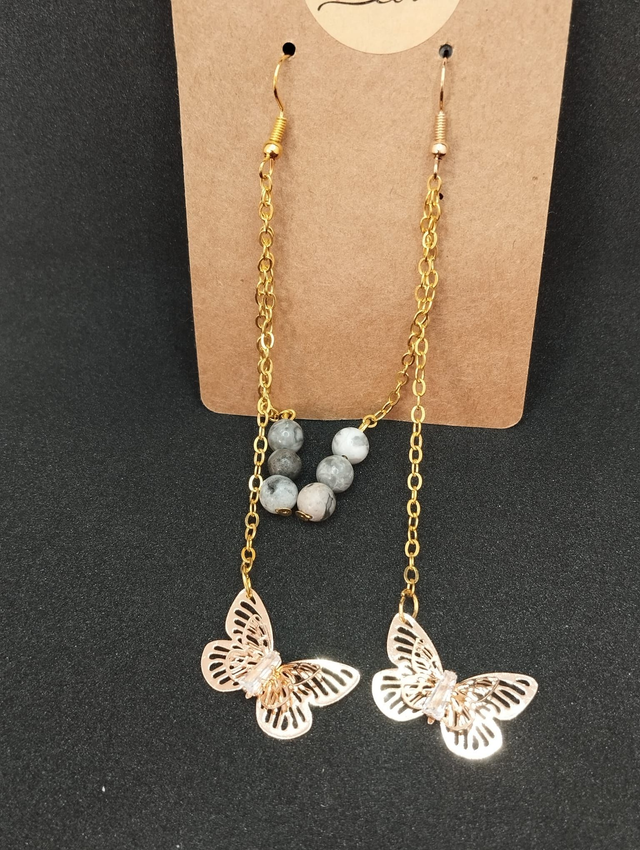 Boucle d'oreille jaspe Picasso et papillon