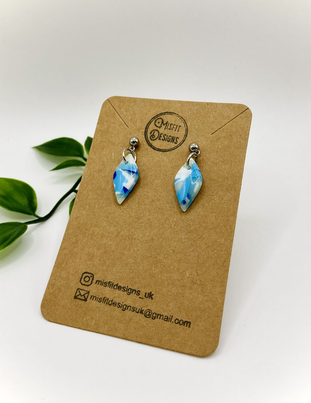 Blue marble drop earrings