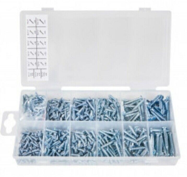 550 PCS METAL METRIC SELF TAPPING SCREW ASSORTED SIZE SCREWS ZINC SET