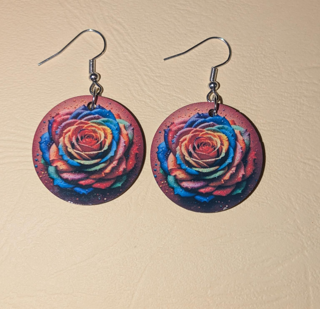 N°32 Boucles d'oreilles ronde fantaisie hypoallergénique 