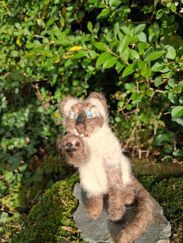 Needle Felt Cat, Siamese: The Paw of Pestering