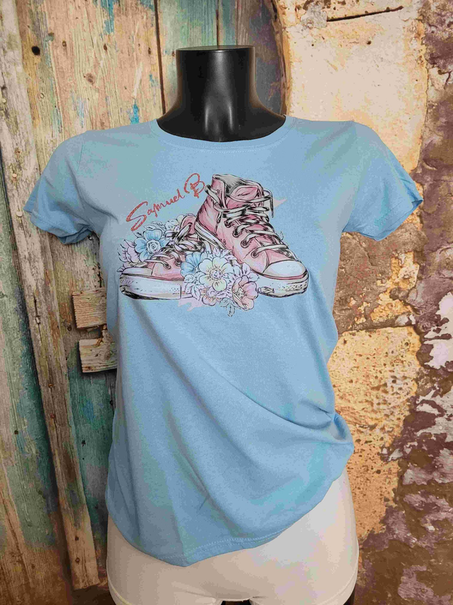 T-SHIRT FEMME BLEU CIEL(A101)