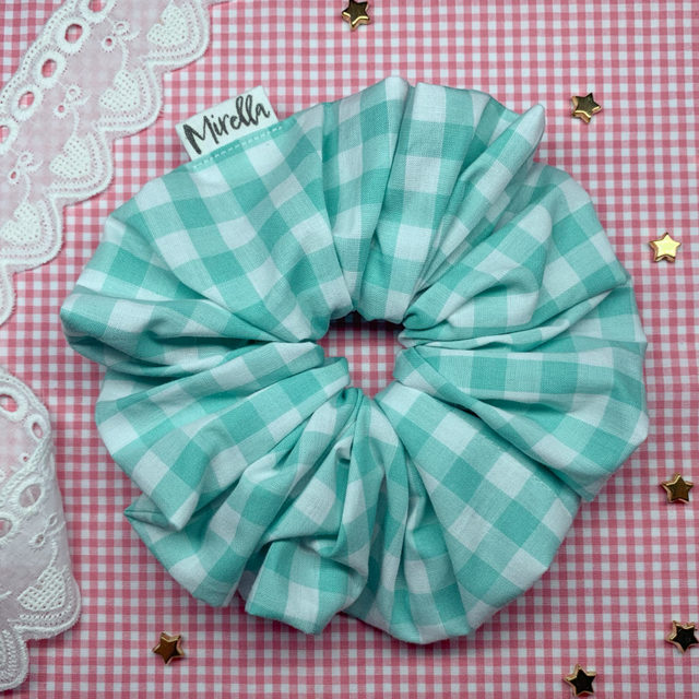 Mint Gingham Jumbo Scrunchie