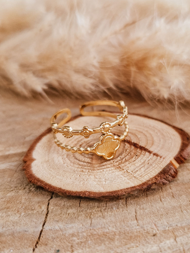 Bague finesse "Trèfle" - Modèle doré