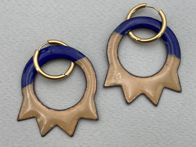 Boucles d'oreilles Soleil Bleu nuit / Bleu nuit & Jaune — Nuit étoilée