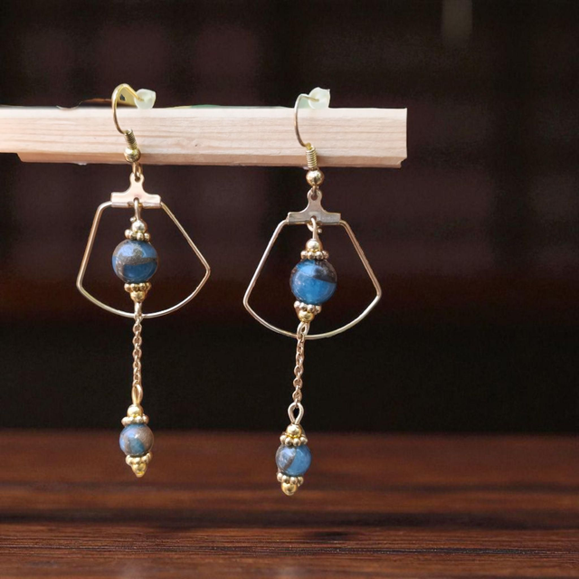 3Parure Jaspe bleu du Népal -- Vitalité et Sécurité intérieure