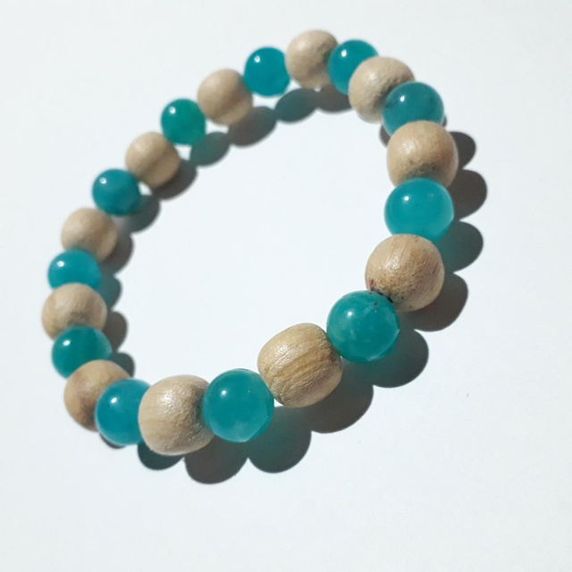 Peruvian Amazonite - Palo Santo Bracelet 